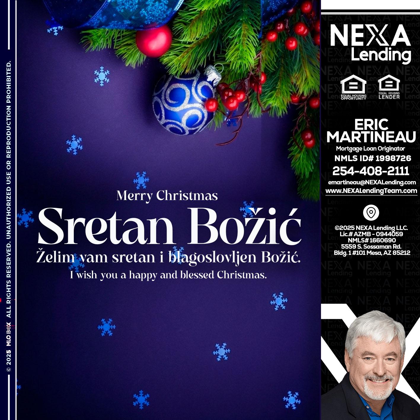 Sretan Božić - Eric Martineau -Mortgage Loan Originator