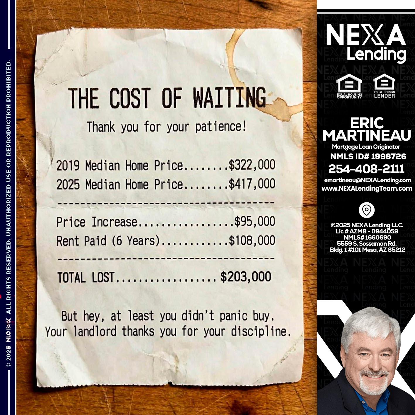 THE COST OF WAITING - Eric Martineau -Mortgage Loan Originator
