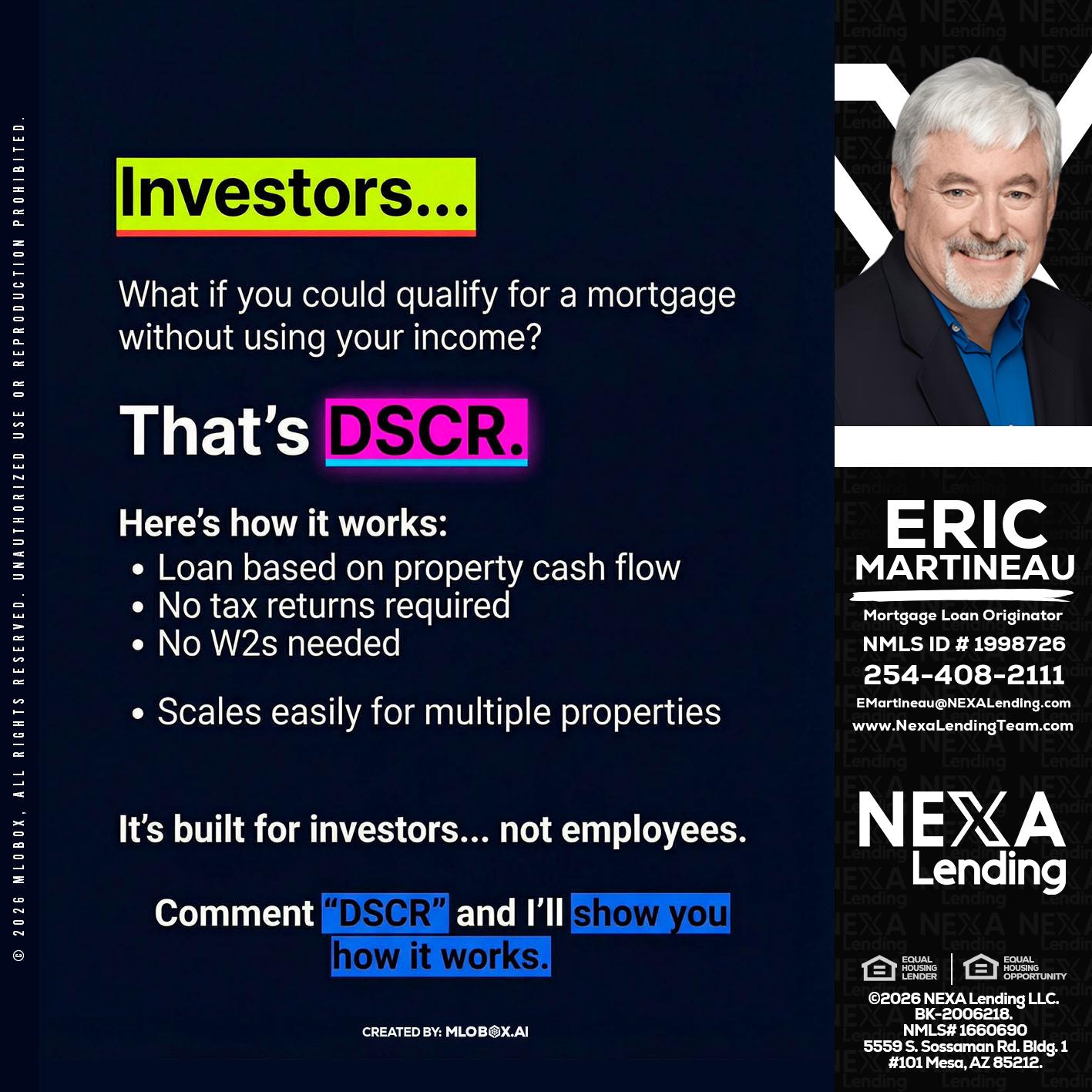 INVESTORS - Eric Martineau -Mortgage Loan Originator