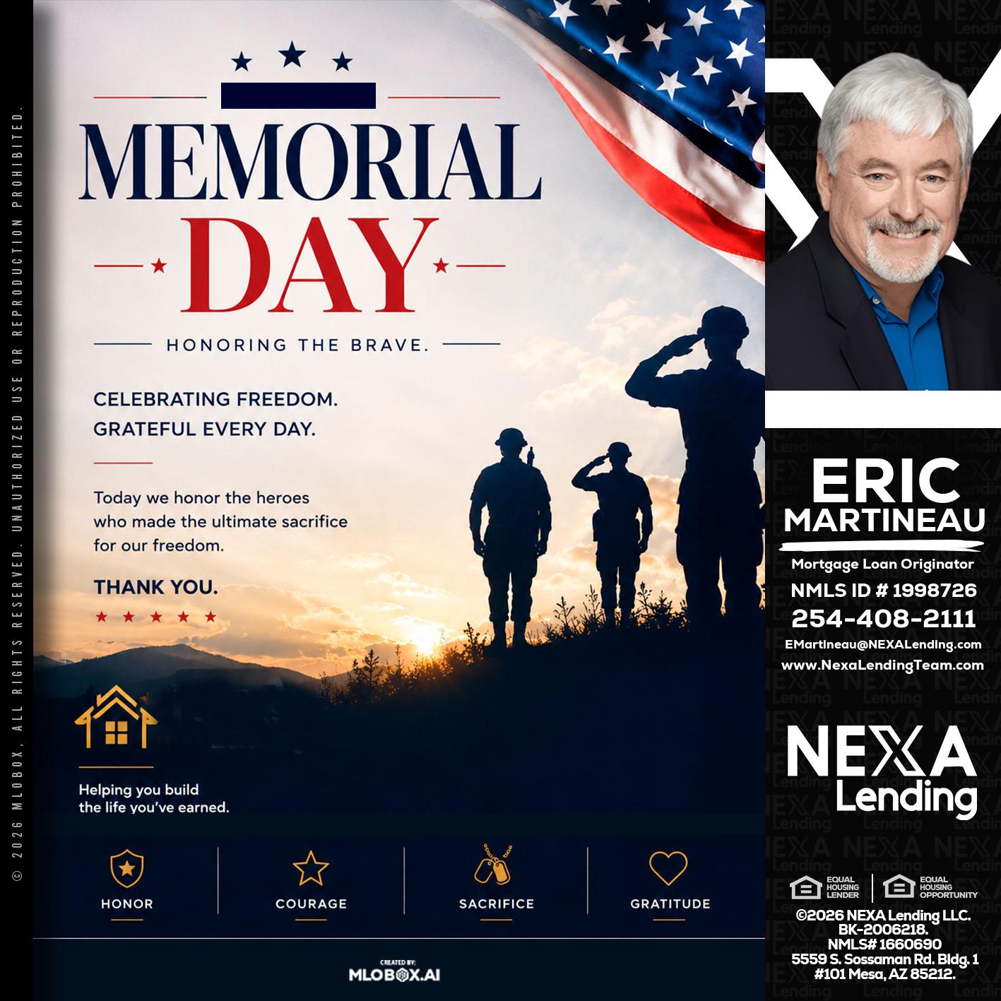 MEMORIAL DAY - Eric Martineau -Mortgage Loan Originator